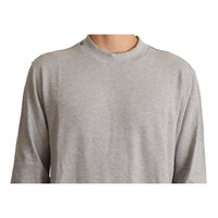 Dolce & Gabbana Gray Cotton Crewneck Pullover Sweater - Paris Deluxe