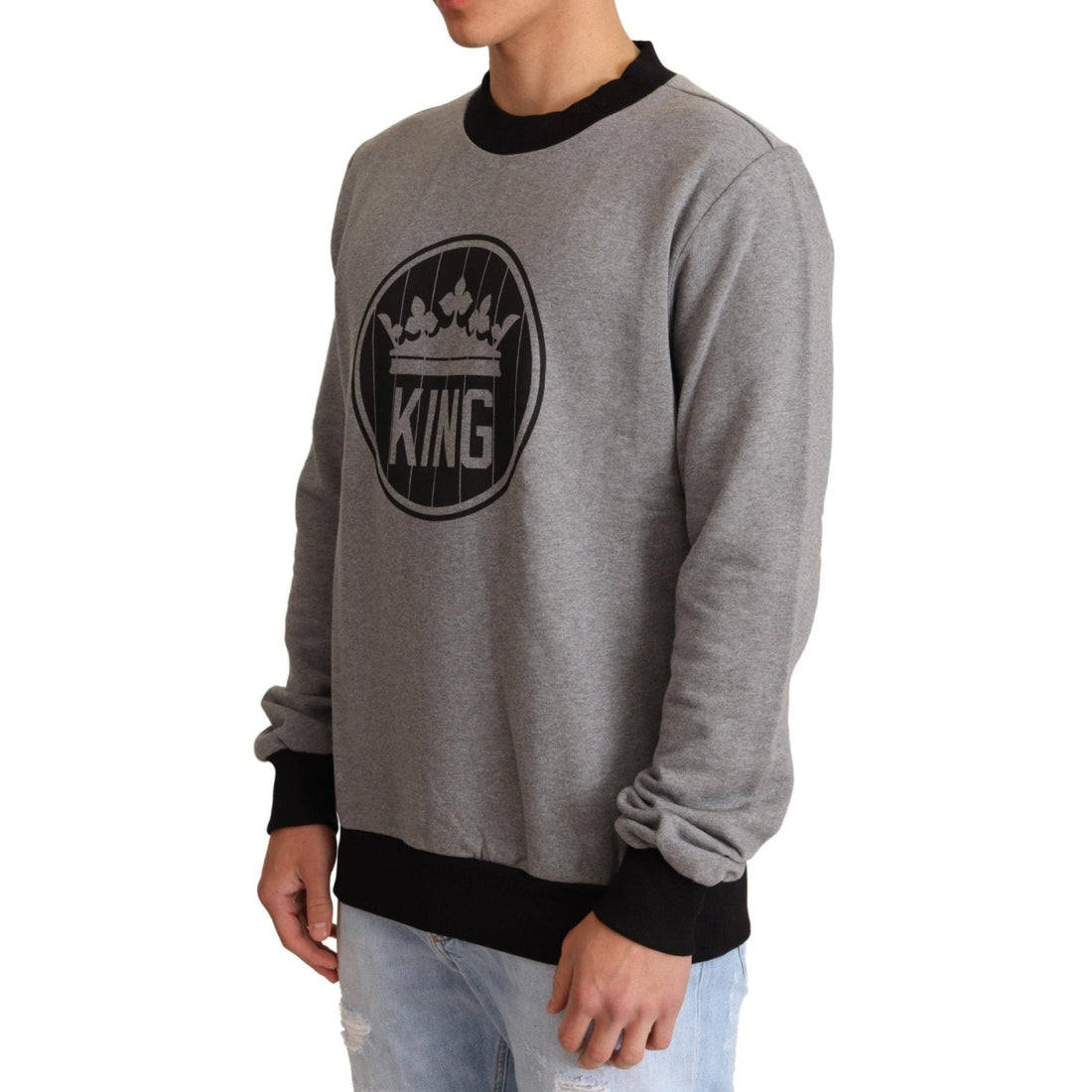 Dolce & Gabbana Elegant Gray Crown Motif Crewneck Sweater