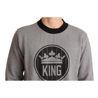 Dolce & Gabbana Elegant Gray Crown Motif Crewneck Sweater