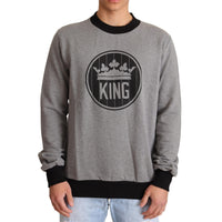 Dolce & Gabbana Elegant Gray Crown Motif Crewneck Sweater