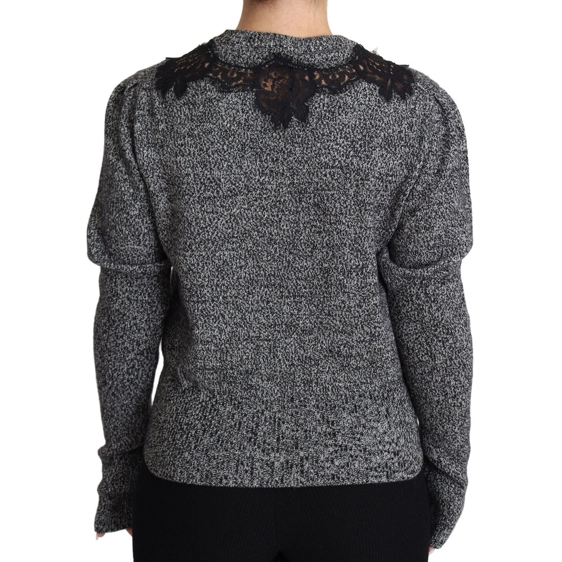 Dolce & Gabbana Gray Lace Trimmed Pullover Cashmere Sweater - Paris Deluxe