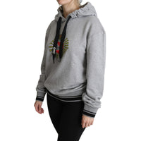 Dolce & Gabbana Gray Printed Hooded Exclusive Logo Sweater - Paris Deluxe