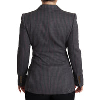 Dolce & Gabbana Gray Single Breasted Fitted Blazer Wool Jacket - Paris Deluxe