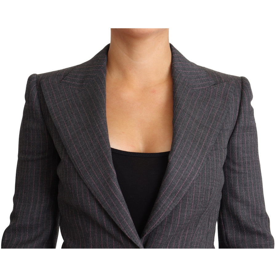 Dolce & Gabbana Gray Single Breasted Fitted Blazer Wool Jacket - Paris Deluxe