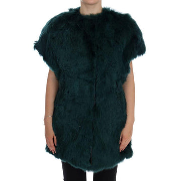 Dolce & Gabbana Green Alpaca Fur Vest Sleeveless Jacket - Paris Deluxe