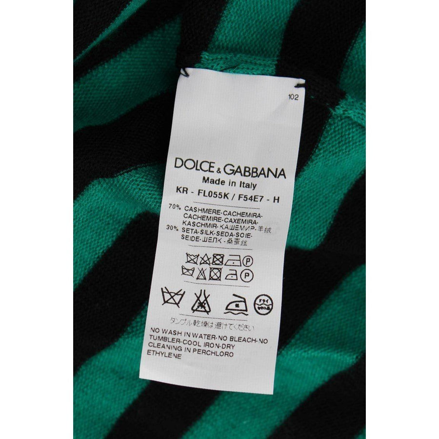 Dolce & Gabbana Green Black Silk Cashmere Sweater - Paris Deluxe
