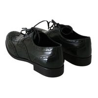 Dolce & Gabbana Green Leather Broque Oxford Wingtip Shoes - Paris Deluxe