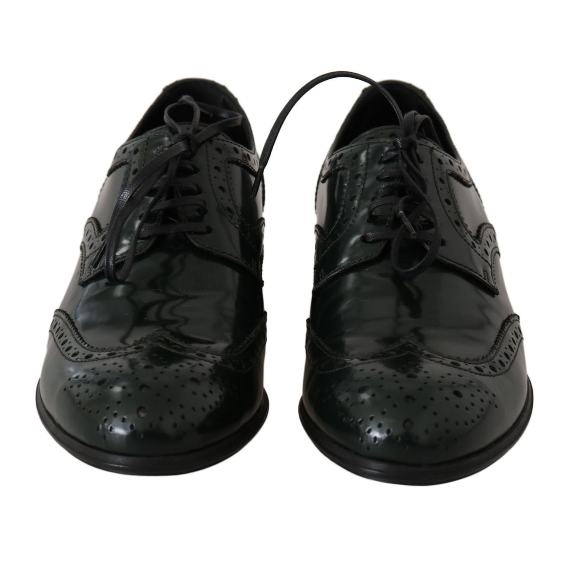 Dolce & Gabbana Green Leather Broque Oxford Wingtip Shoes - Paris Deluxe