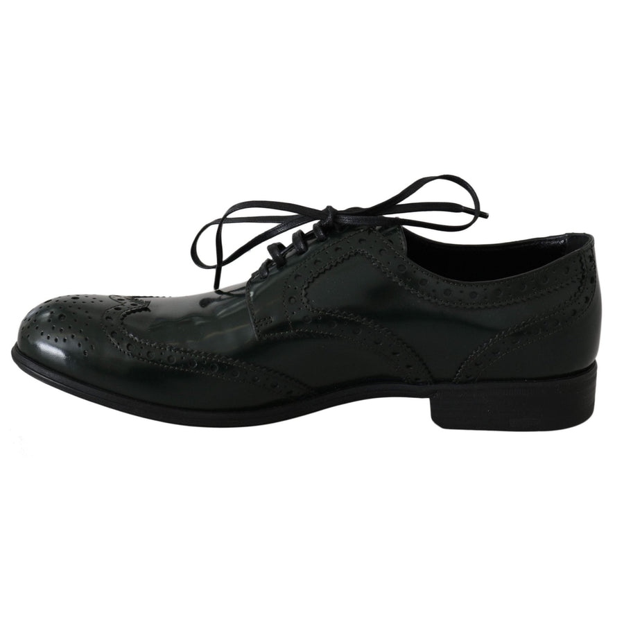 Dolce & Gabbana Green Leather Broque Oxford Wingtip Shoes - Paris Deluxe