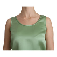 Dolce & Gabbana Green Sleeveless 100% Silk Top Tank Blouse - Paris Deluxe