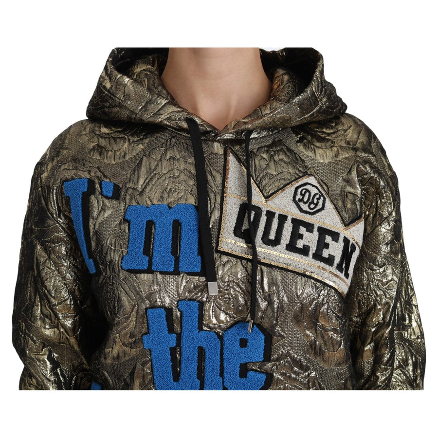 Dolce & Gabbana Im The Queen Jaquard Gold Sweatshirt Hoodie - Paris Deluxe