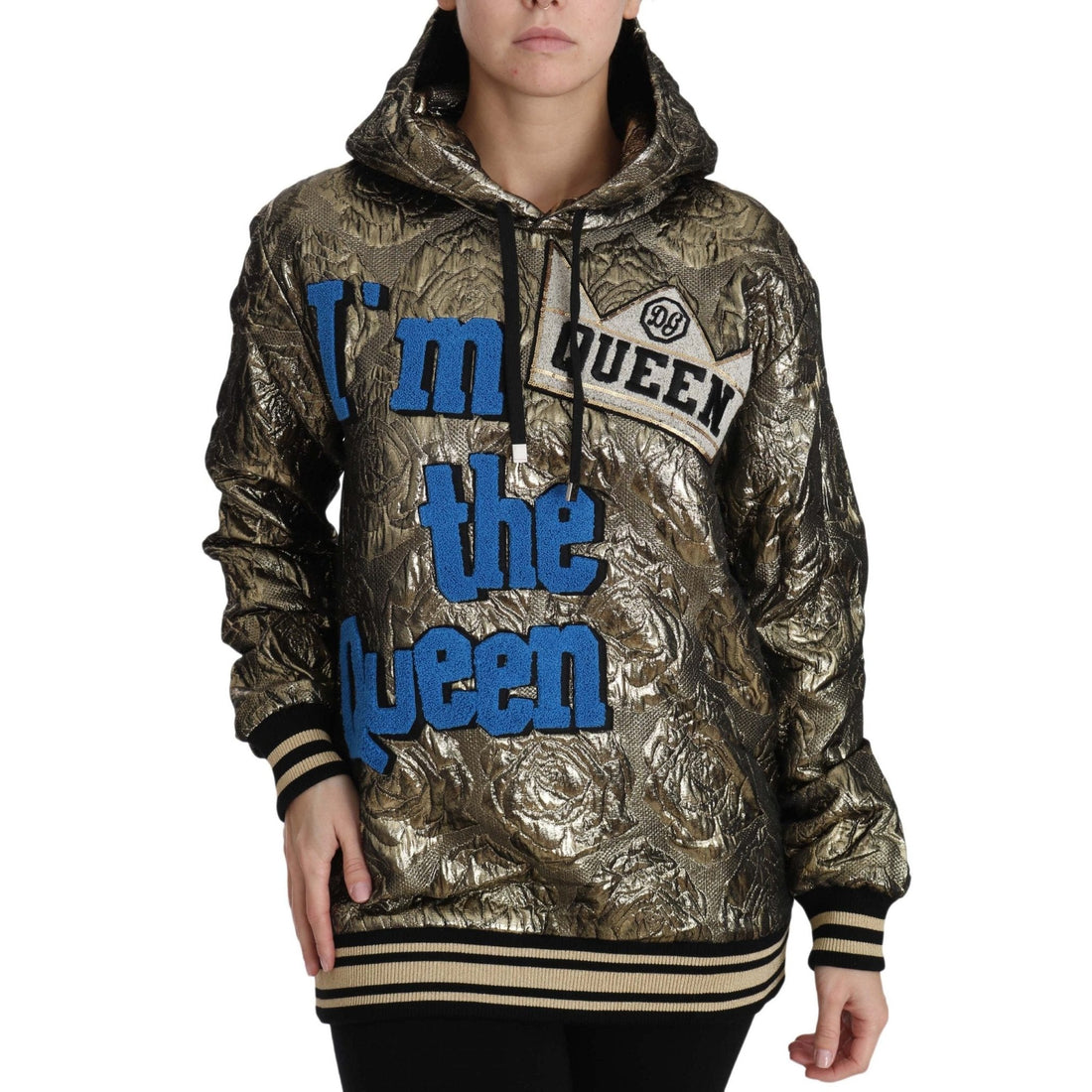 Dolce & Gabbana Im The Queen Jaquard Gold Sweatshirt Hoodie - Paris Deluxe