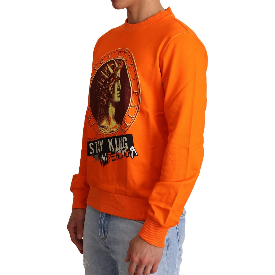 Dolce Gabbana Orange King Ceasar Cotton Pullover Sweater Paris