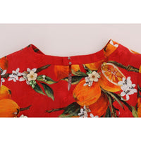 Dolce & Gabbana Orange Print Crystal-Embellished Blouse - Paris Deluxe