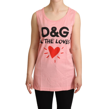 Dolce & Gabbana Chic Pink Motive Print Crewneck Tee