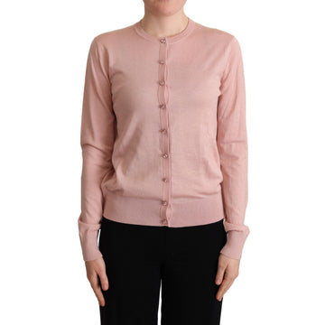 Dolce & Gabbana Pink Cashmere Silk Buttons Cardigan Sweater - Paris Deluxe