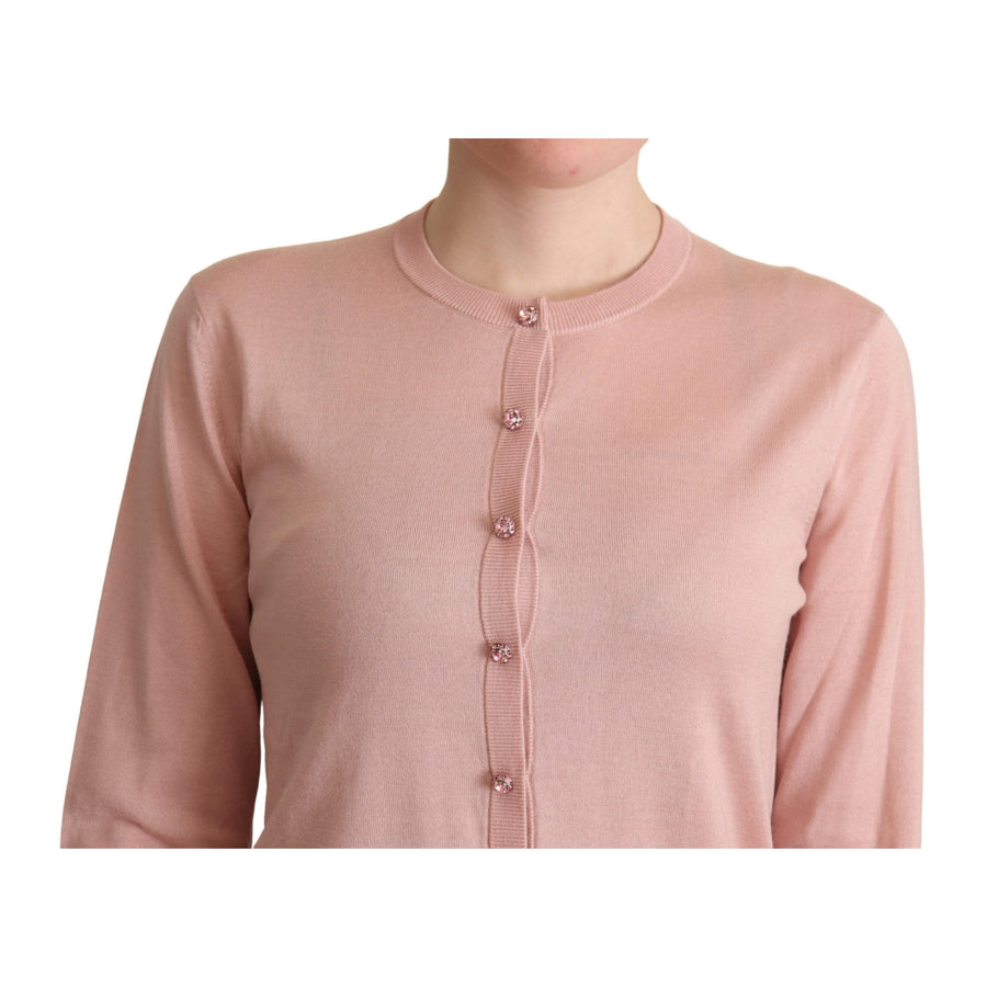 Dolce & Gabbana Pink Cashmere Silk Buttons Cardigan Sweater - Paris Deluxe