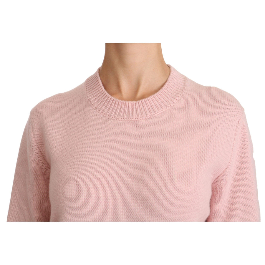 Dolce & Gabbana Pink Crew Neck Cashmere Pullover Sweater - Paris Deluxe