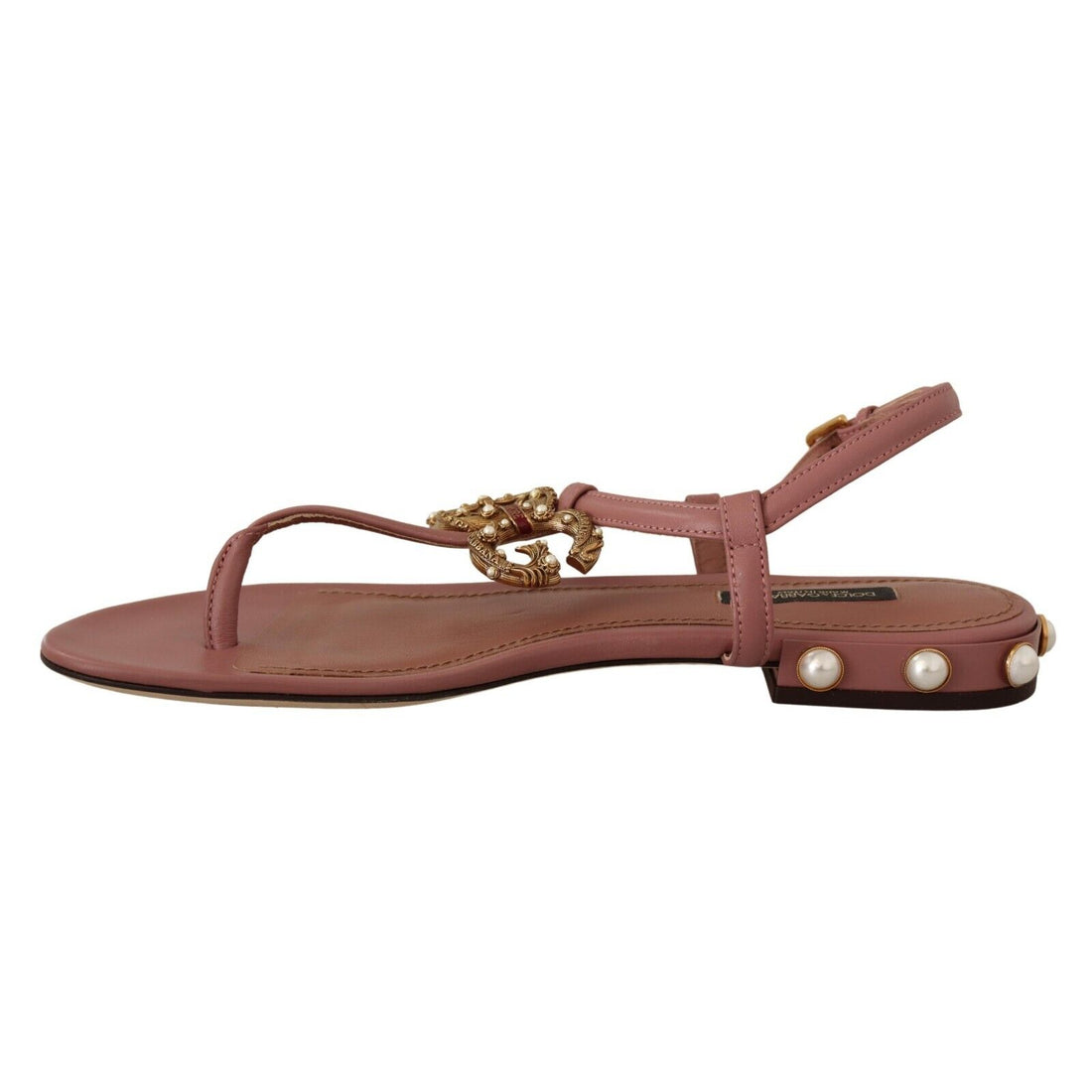 Dolce & Gabbana Pink DG Amore Logo Leather Sandals Shoes - Paris Deluxe