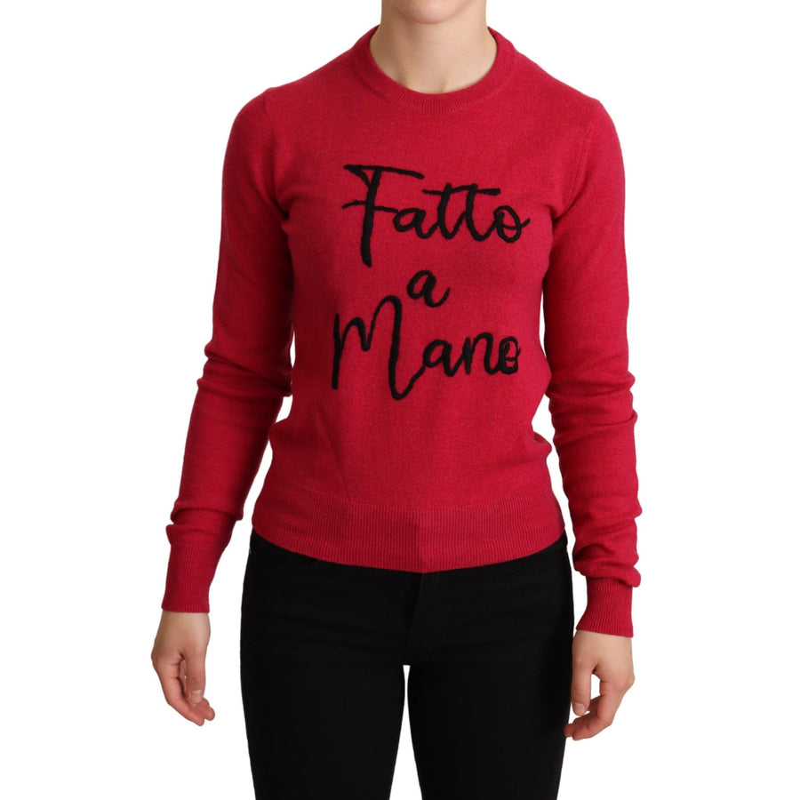 Dolce & Gabbana Pink Embroidered Cashmere Wool Pullover Sweater - Paris Deluxe