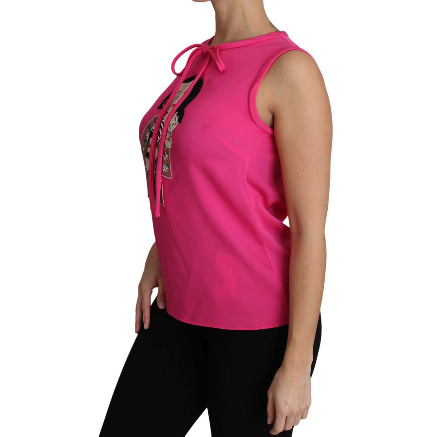 Dolce & Gabbana Pink Family Silk Tank Mama Blouse Top Shirt - Paris Deluxe