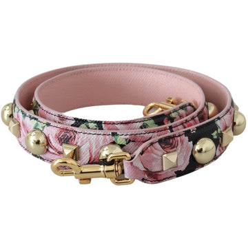 Dolce & Gabbana Pink Floral Gold Studs Bag Accessory Shoulder Strap - Paris Deluxe