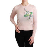 Dolce & Gabbana Pink Floral Silk Cashmere Pullover Sweater - Paris Deluxe