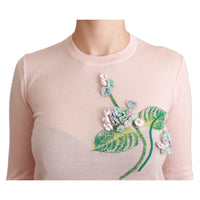 Dolce & Gabbana Pink Floral Silk Cashmere Pullover Sweater - Paris Deluxe