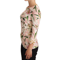 Dolce & Gabbana Pink Lily Print Viscose Long Sleeves Blouse - Paris Deluxe