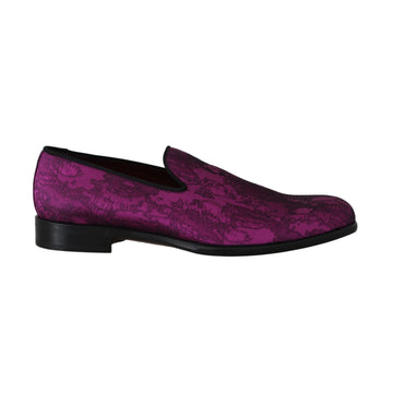 Dolce & Gabbana Purple Jacquard Loafers Dress Formal Shoes - Paris Deluxe