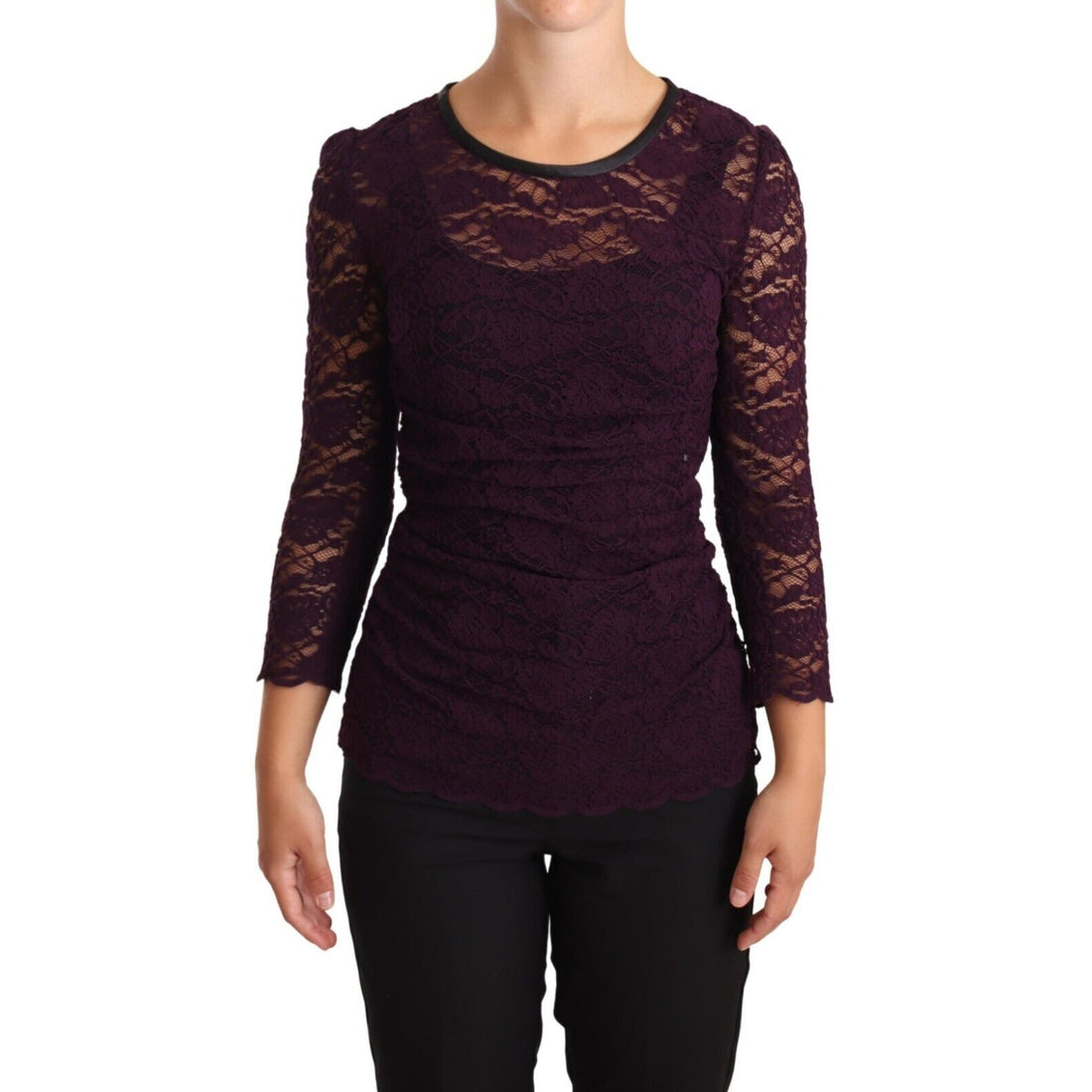 Dolce & Gabbana Purple Lace Long Sleeve Top Blouse - Paris Deluxe