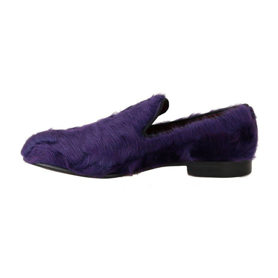 Dolce & Gabbana Plush Purple Sheep Fur Loafers