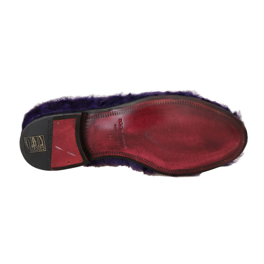 Dolce & Gabbana Plush Purple Sheep Fur Loafers