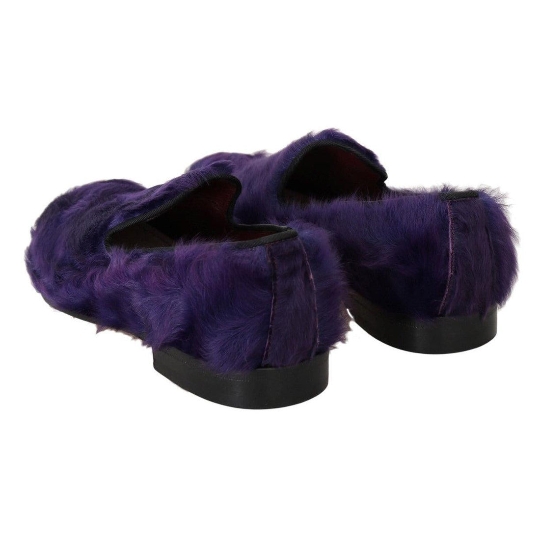 Dolce & Gabbana Plush Purple Sheep Fur Loafers