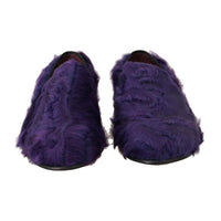 Dolce & Gabbana Plush Purple Sheep Fur Loafers