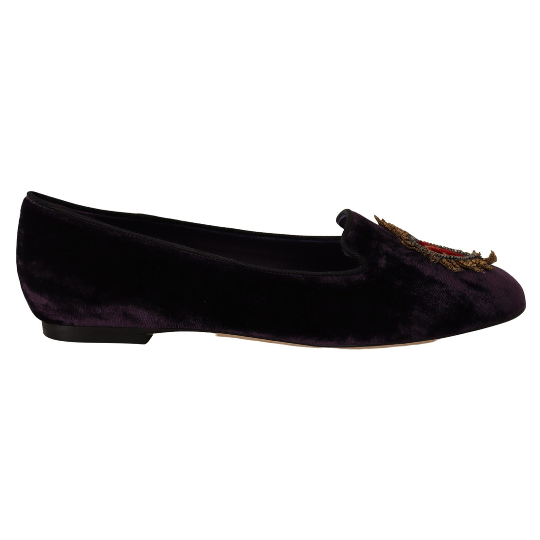 Dolce & Gabbana Purple Velvet DG Heart Loafers Flats Shoes - Paris Deluxe