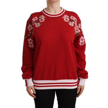 Dolce & Gabbana Red Cotton Crewneck #DGlove Pullover Sweater - Paris Deluxe