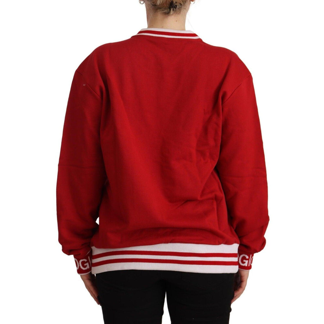 Dolce & Gabbana Red Cotton Crewneck #DGlove Pullover Sweater - Paris Deluxe