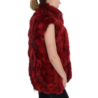 Dolce & Gabbana Red Coyote Fur Sleeveless Coat Jacket - Paris Deluxe