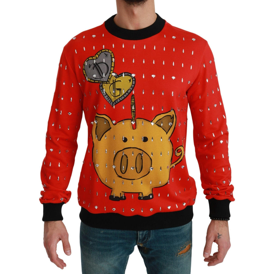 Dolce & Gabbana Red Crystal Pig of the Year Sweater - Paris Deluxe