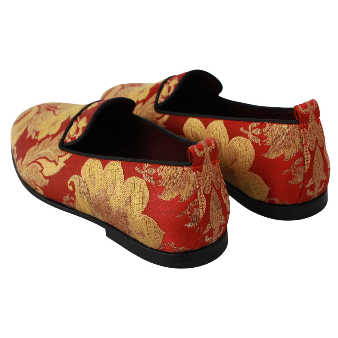 Dolce & Gabbana Red Gold Brocade Slippers Loafers Shoes - Paris Deluxe