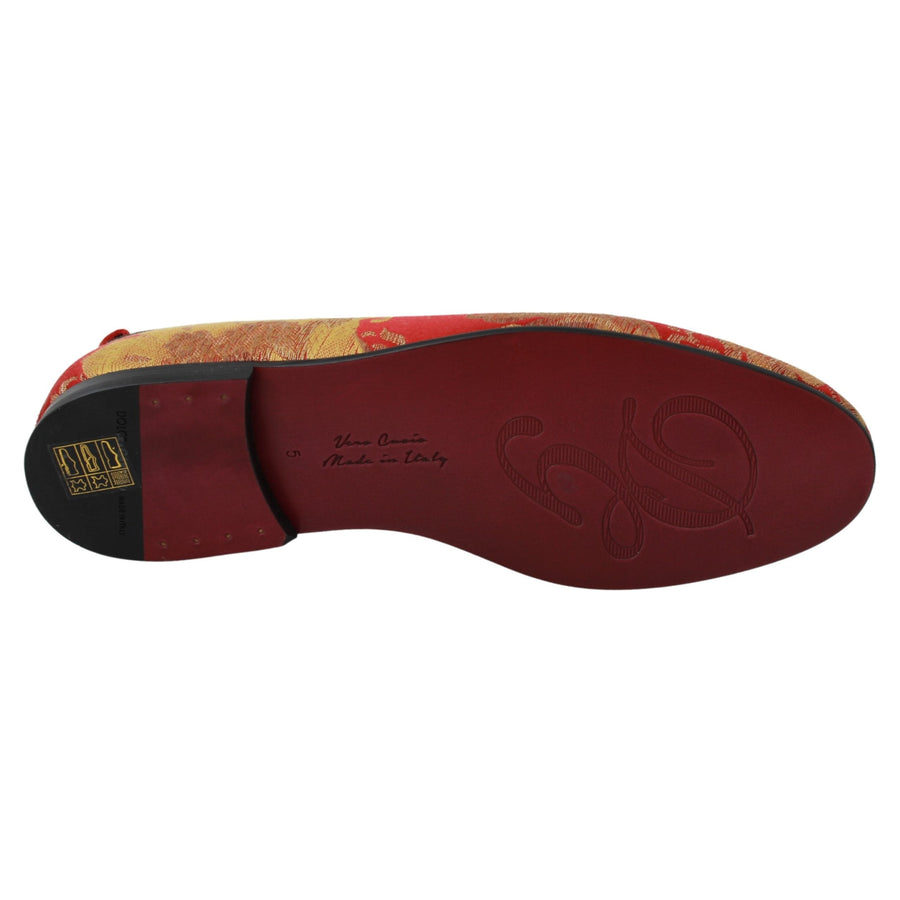 Dolce & Gabbana Red Gold Brocade Slippers Loafers Shoes - Paris Deluxe