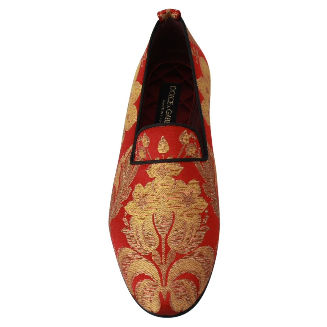 Dolce & Gabbana Red Gold Brocade Slippers Loafers Shoes - Paris Deluxe