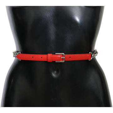 Dolce & Gabbana Elegant Floral Rose Waist Belt in Vibrant Red