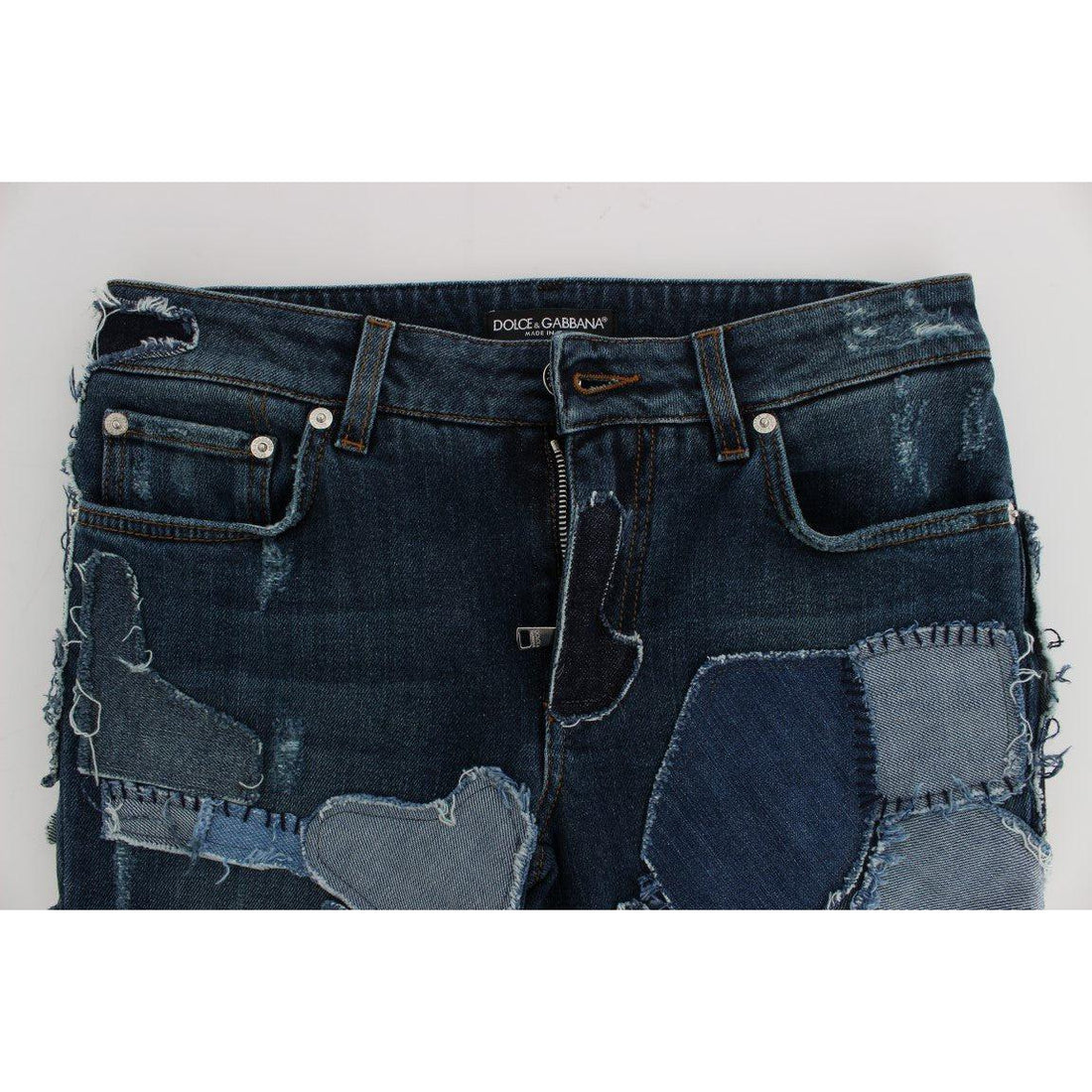 Dolce & Gabbana Stretch Blue Patchwork Jeans Shorts - Paris Deluxe