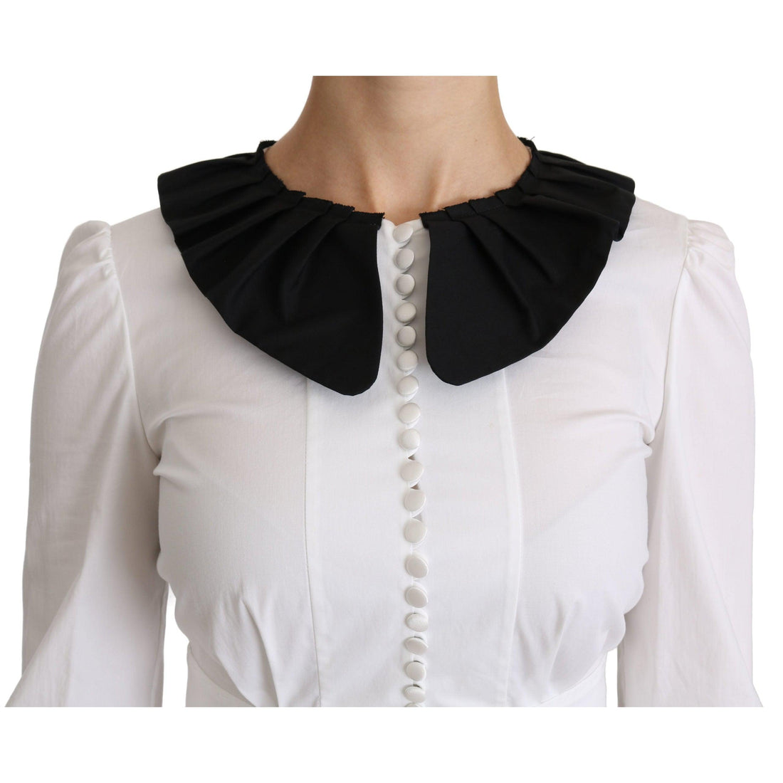 Dolce & Gabbana White Collared Long Sleeve Blouse Cotton Top - Paris Deluxe