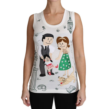 Dolce & Gabbana White Cotton #gdfamily Sleeveless Shirt Tank Top - Paris Deluxe