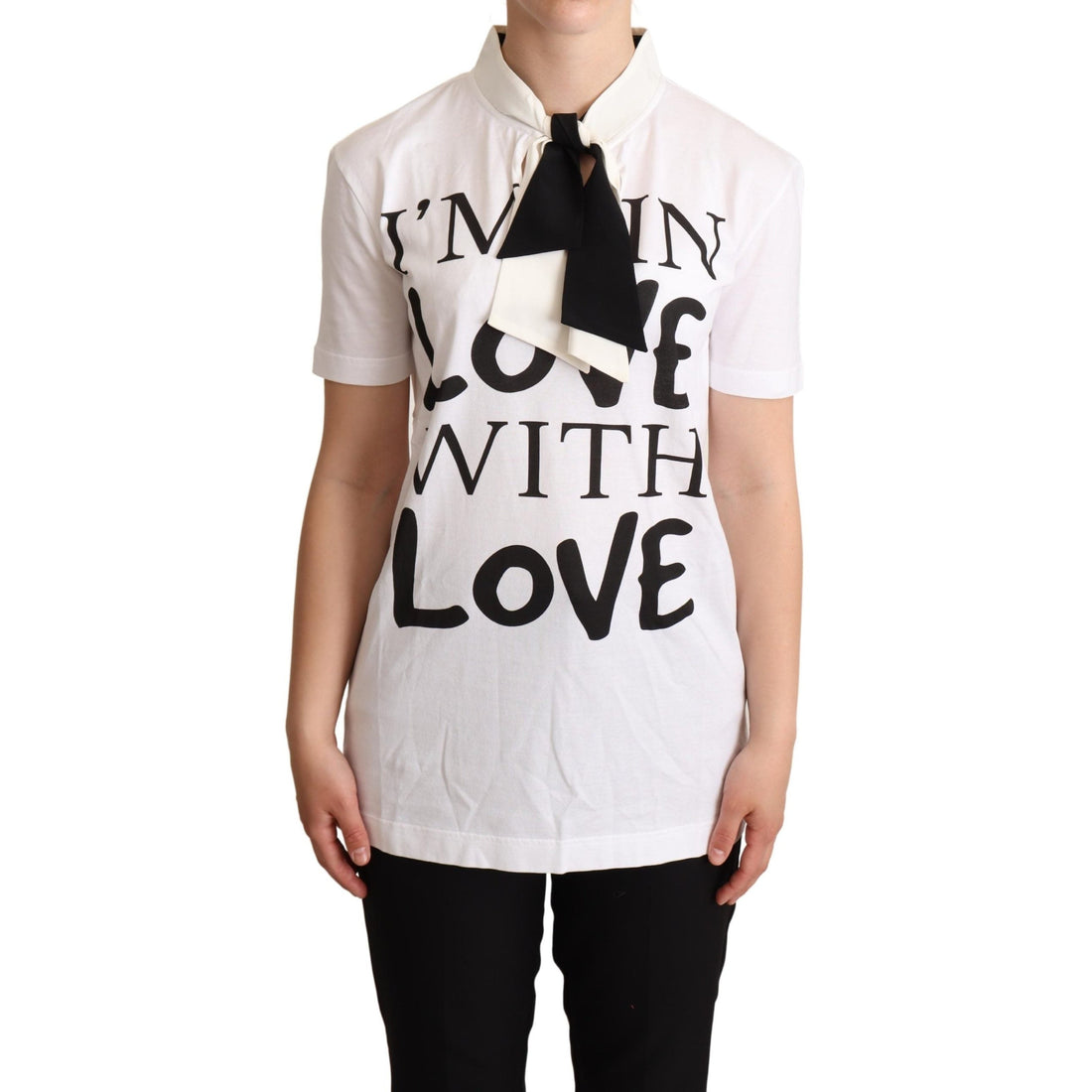 Dolce & Gabbana Chic Love Slogan Silk Cotton Tee