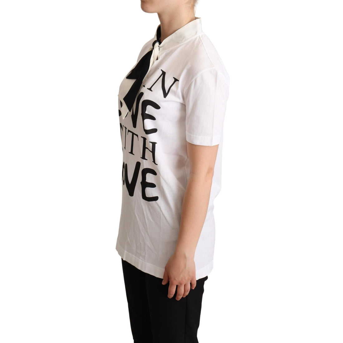 Dolce & Gabbana Chic Love Slogan Silk Cotton Tee