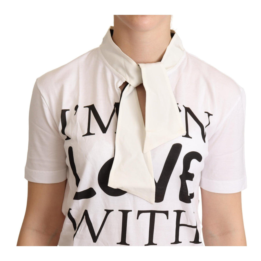 Dolce & Gabbana Chic White Love Motif Silk-Blend Tee